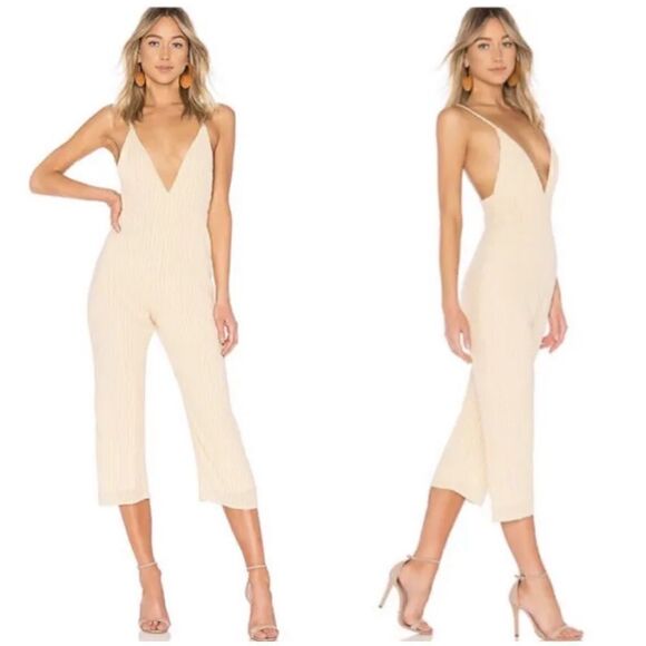 Revolve Privacy Please League Jumpsuit in Orange Metallic Stripes | Size M - Picture 1 of 8